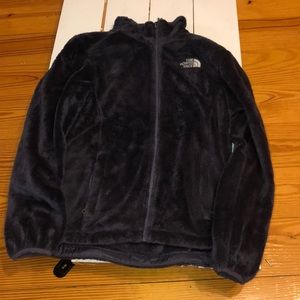 purple North Face fuzzy jacket, feels new